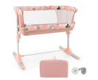 Adjustable Baby Bassinet Co-Sleeper Portable Bedside Sleeper w/Storage Bag Travel Crib Pink