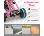 Pedal Powered Go Karts Outdoor Ride On Toys Racing Car w/Adjustable Seat & Non-slip Wheels Pink