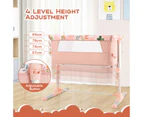 Adjustable Baby Bassinet Co-Sleeper Portable Bedside Sleeper w/Storage Bag Travel Crib Pink