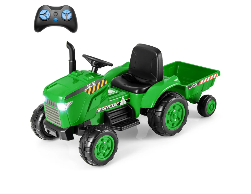 2-in-1 Kids Ride On Tractor 12V Electric Toy Car w/Detachable Trailer & Remote Control Toddler Toys Green