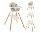 6-in-1 Convertible Baby Highchair Toddler Dining Feeding Seat w/Trays & Storage Shelf Kids Chair Beige