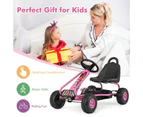 Pedal Powered Go Karts Outdoor Ride On Toys Racing Car w/Adjustable Seat & Non-slip Wheels Pink