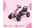 Kids Pedal Go Karts Ride On Toys Racing Car w/Rubber Wheels Moves Forward and in Reverse Pink