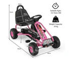 Pedal Powered Go Karts Outdoor Ride On Toys Racing Car w/Adjustable Seat & Non-slip Wheels Pink