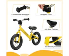 Toddler Balance Bike Kids No Pedal Training Bicycle Indoor Outdoor Push Bike w/Rubber Tires Yellow