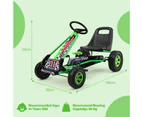 Kids Pedal Go Karts Ride On Toys Racing Car w/Rubber Wheels Moves Forward and in Reverse Green