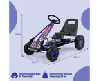 Kids Pedal Go Karts Ride On Toys Racing Car w/Rubber Wheels Moves Forward and in Reverse Blue