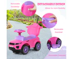 3 in 1 Kids Push Car Sliding Walking Car w/Guardrail & Handle Toddlers Ride On Toy Pink