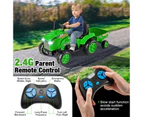 2-in-1 Kids Ride On Tractor 12V Electric Toy Car w/Detachable Trailer & Remote Control Toddler Toys Green