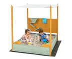 Wooden Kids Sandpit Sandbox w/Detachable Canopy & Water Bucket Outdoor Play Equipment