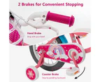 14 Inch Kids Bike Training Bicycle w/Woven Basket & Doll Seat Adjustable Toddler Cycle Bikes Pink