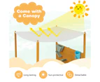 Wooden Kids Sandpit Sandbox w/Detachable Canopy & Water Bucket Outdoor Play Equipment