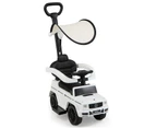 3-in-1 Kids Ride on Push Car Licensed Mercedes Benz Baby Foot-to-Floor Sliding Walker w/Adjustable Canopy White