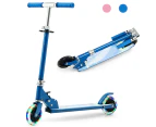 Folding Kids' Scooters w/Flashing Wheels Adjustable Height Kick Scooter Push Ride On Toys Blue