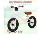 Toddler Balance Bike Kids No Pedal Training Bicycle Indoor Outdoor Push Bike w/Rubber Tires White