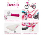 14 Inch Kids Bike Training Bicycle w/Woven Basket & Doll Seat Adjustable Toddler Cycle Bikes Pink