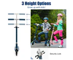 Folding Kids' Scooters w/Flashing Wheels Adjustable Height Kick Scooter Push Ride On Toys Blue