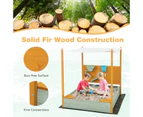 Wooden Kids Sandpit Sandbox w/Detachable Canopy & Water Bucket Outdoor Play Equipment