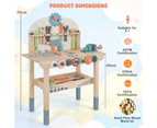 Kids Wooden Workbench Pretend Play Tool Workshop w/Realistic Tools & 55 Accessories Building Construction Playset