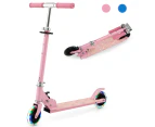 Folding Kids' Scooters w/Flashing Wheels Adjustable Height Kick Scooter Push Ride On Toys Pink