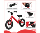 Toddler Balance Bike Kids No Pedal Training Bicycle Indoor Outdoor Push Bike w/Rubber Tires Red