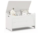 Kids Wooden Toy Boxes Flip-Top Storage Cabinet Clothes Organiser Playroom Bedroom Entryway White