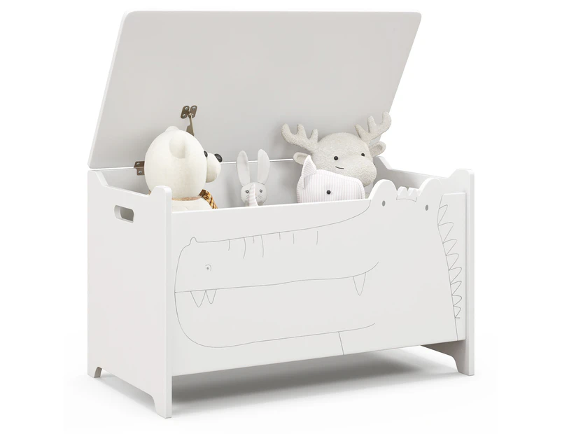 Kids Wooden Toy Boxes Flip-Top Storage Cabinet Clothes Organiser Playroom Bedroom Entryway White