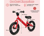 Toddler Balance Bike Kids No Pedal Training Bicycle Indoor Outdoor Push Bike w/Rubber Tires Red