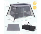 Protable Travel Crib Baby Cot Playpen Infants Foldable Pack w/Mat & Carrying Bag Grey