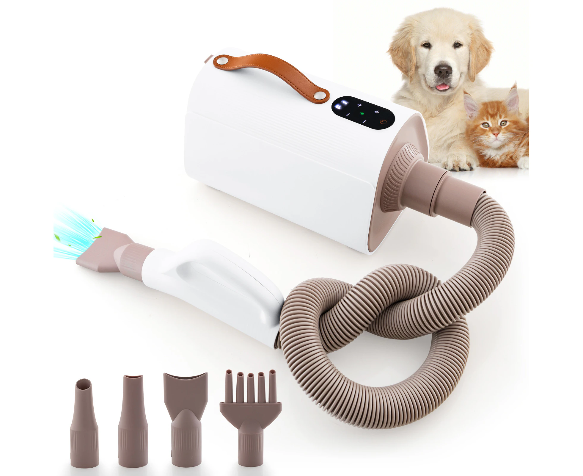 Pet Hair Dryer Dog Cat LED Screen Grooming Dryer Puppy Hair Blower Adjustable Temperature & Speed