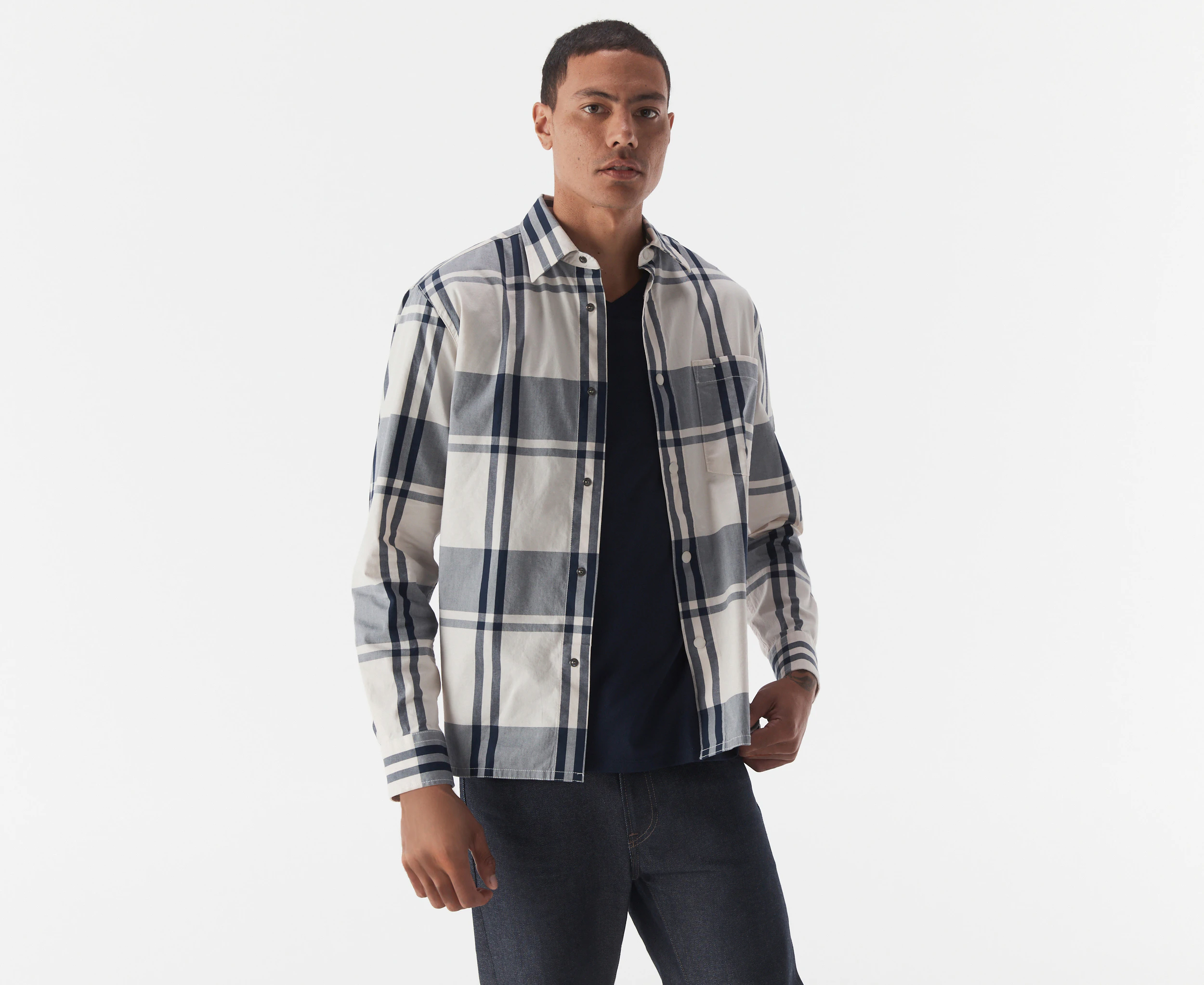 Tommy Hilfiger Men's Check Overshirt - Weathered White/Carbon Navy