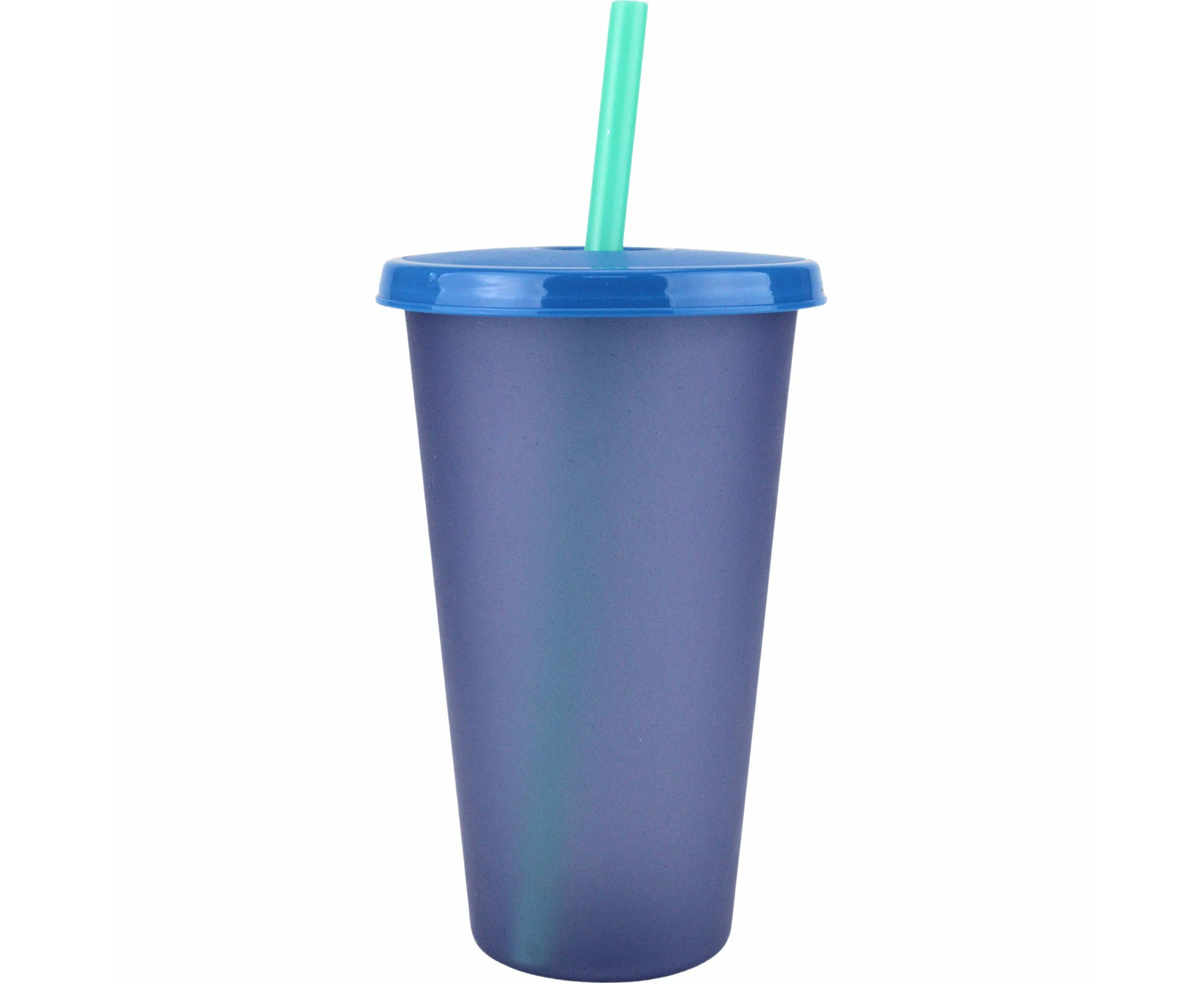 750ml Blue Reusable Plastic Tumbler Cup with Straw