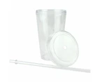 Clear Acrylic Tumbler Cup with Straw