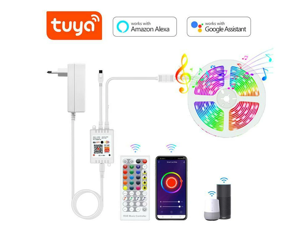 CROWN 5M WiFi Smart RGB LED Strip Light Tuya APP For Amazon Alexa Googl