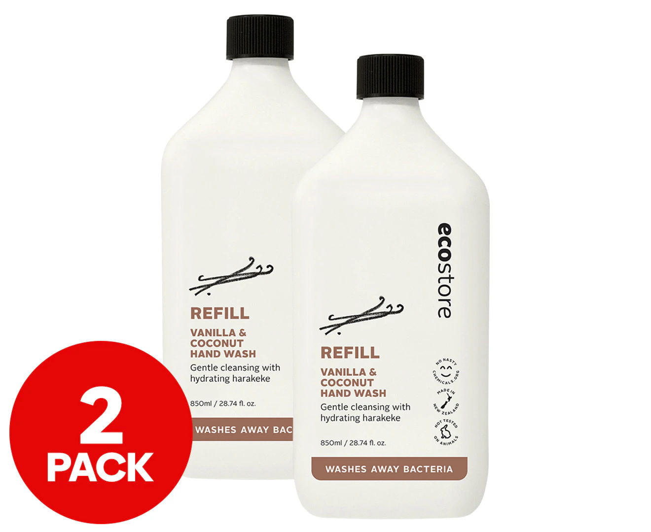 2 x Ecostore Hand Wash Refill Vanilla & Coconut 850mL