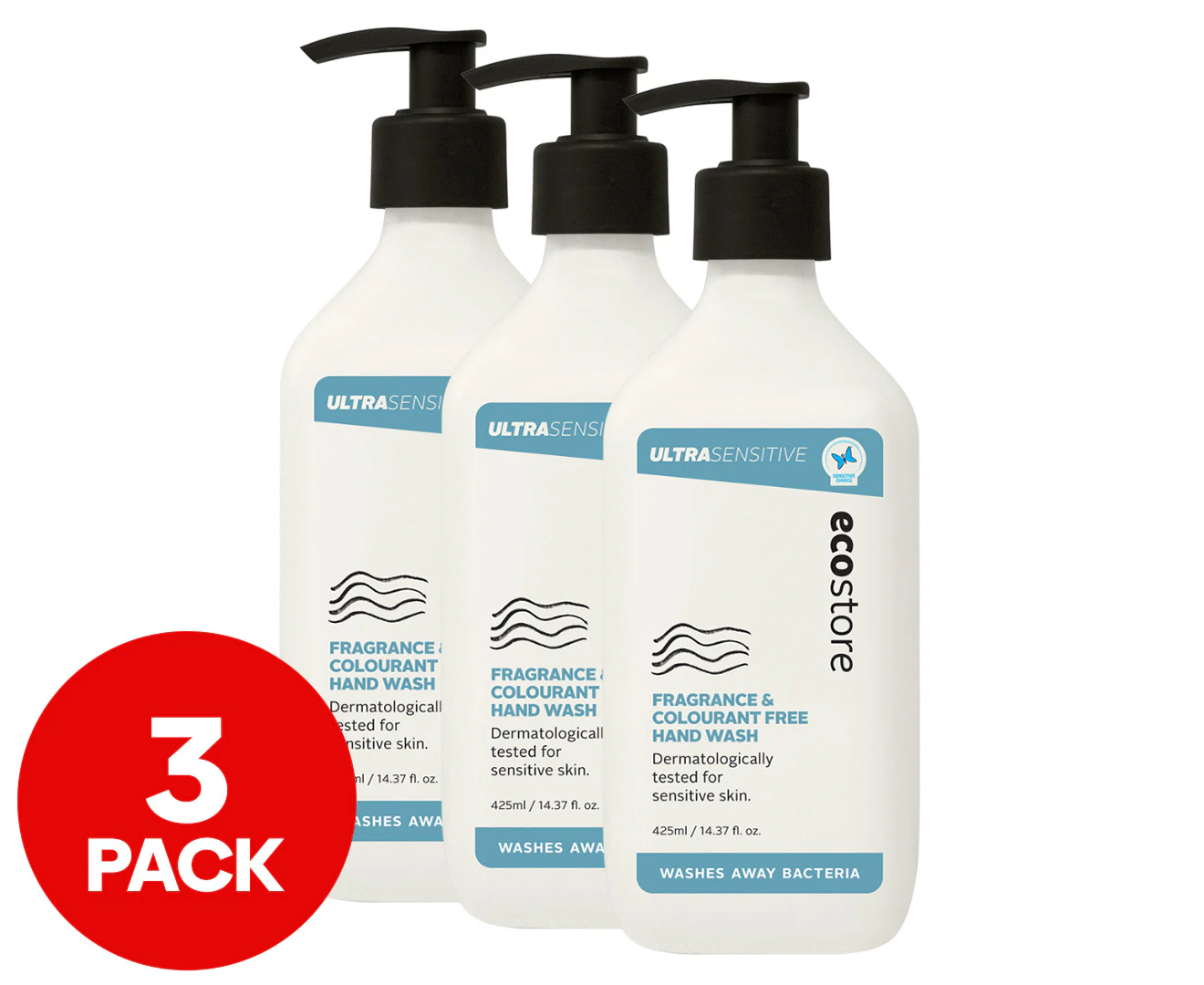 3 x Ecostore Ultra Sensitive Hand Wash 425mL