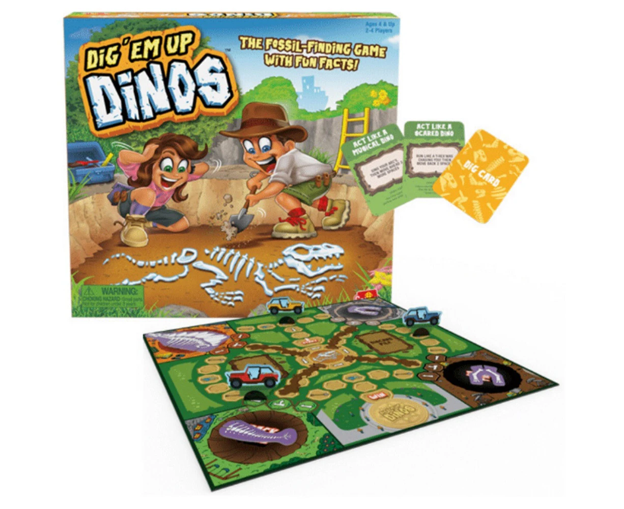 Crown & Andrews Dig 'Em Up Dinos 3D Tabletop Board Game 2-4 Players Set 8y+