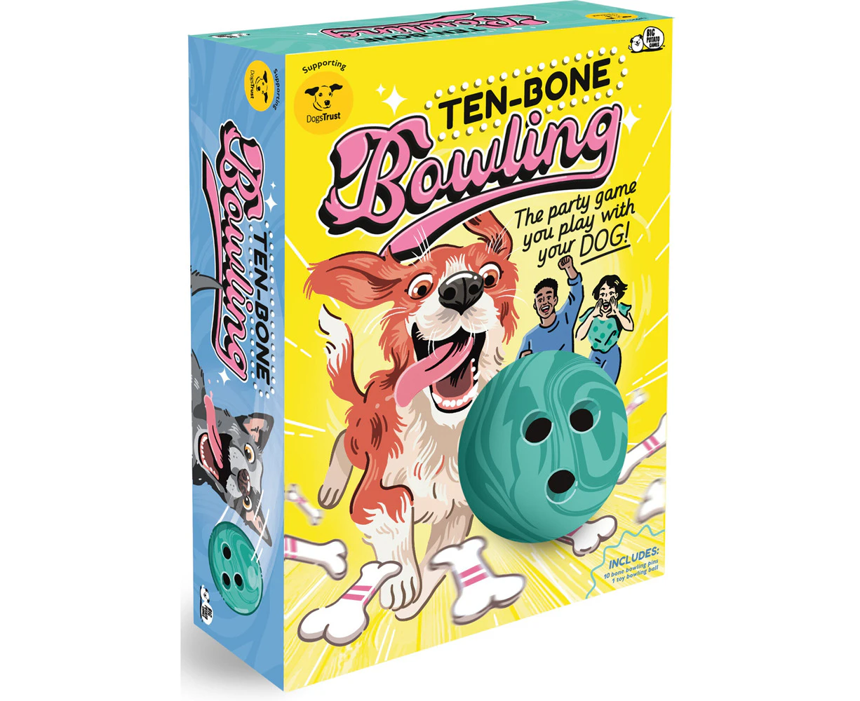 Big Potato Ten Bone Bowling w/ Dog Ball Family Party Game 2-10 Players Set 6y+