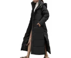 Women's Winter Coat, Long Puffer Down Jacket, Quilted Winter Jacket, Puffer Jacket, Transition Jacket with Hood-black