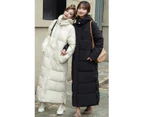 Women's Winter Coat, Long Puffer Down Jacket, Quilted Winter Jacket, Puffer Jacket, Transition Jacket with Hood-black