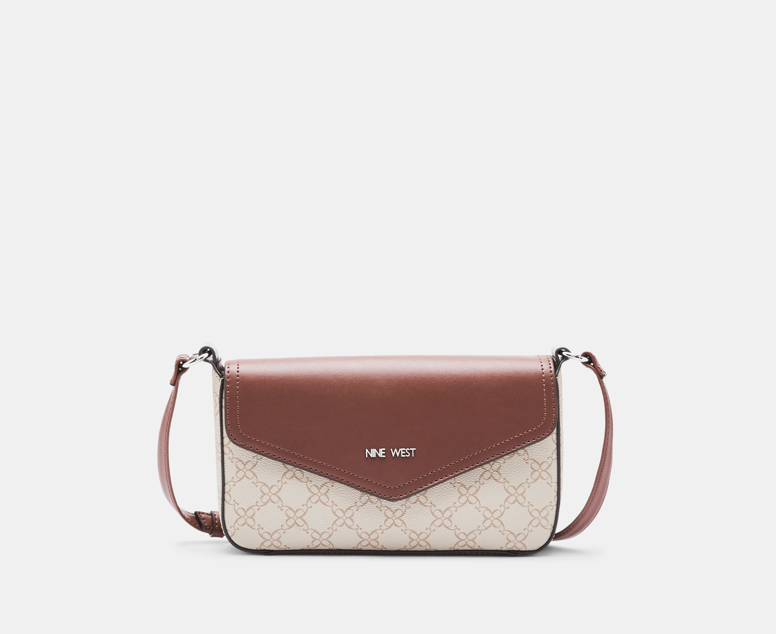 Nine West Bowie Mini Flap Crossbody Bag - Mushroom Logo/Mahogany