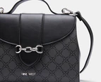 Nine West Anneli Top Handle Shoulder Bag - Jet Black/Logo