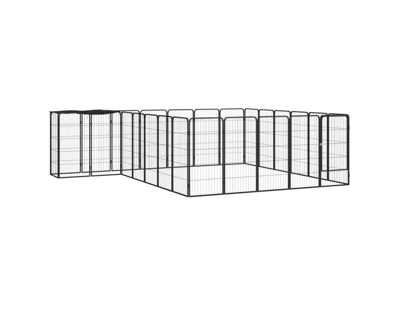 26-Panel Dog Playpen Black 50x100 cm Powder-coated Steel