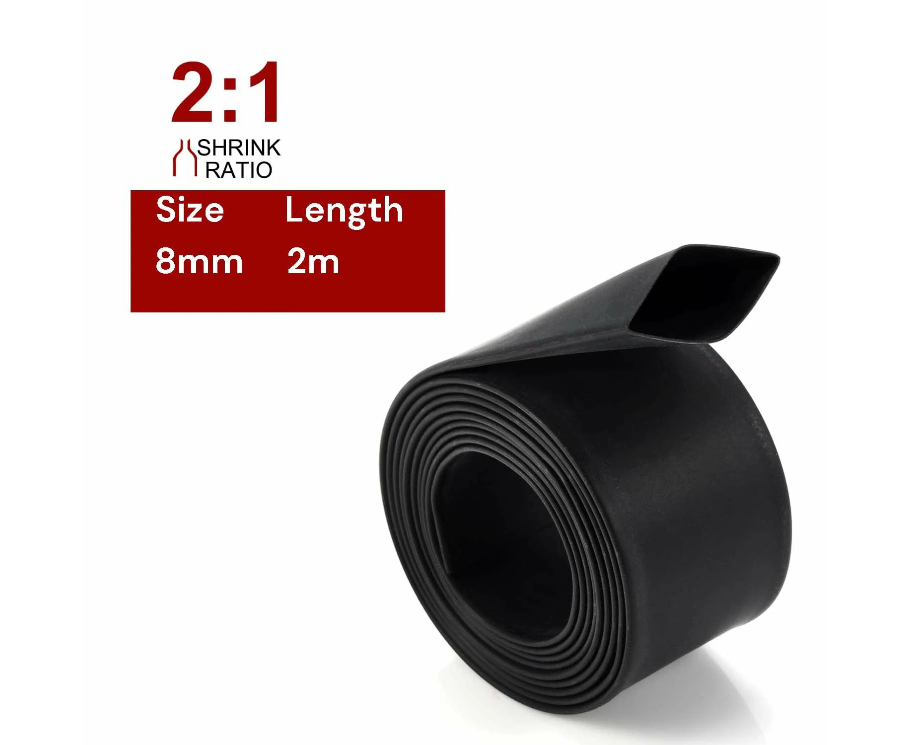 2m Polyolefin Shrink Tube 5/16&#34; (8mm) 2:1 Ratio Heat Shrink Tubing Sleeving Wrap Shrinking