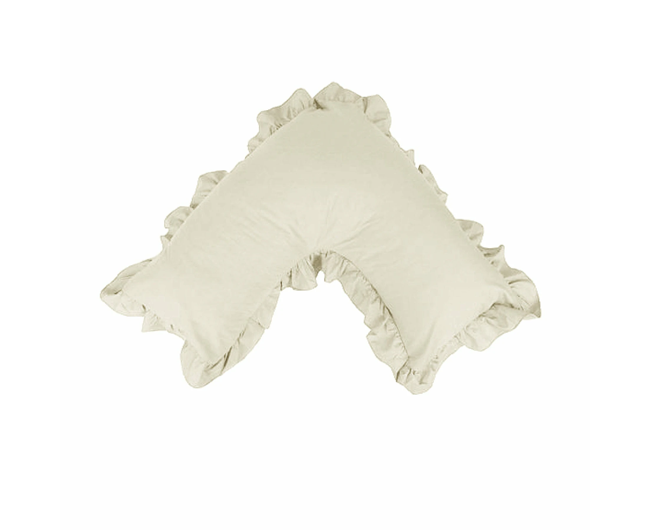 Artex Polyester Cotton V Shape Ruffle Pillowcase Cream