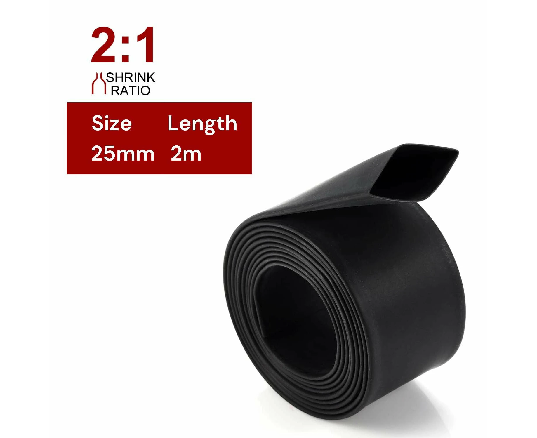 2m Polyolefin Shrink Tube 1&#34; (25mm) 2:1 Ratio Heat Shrink Tubing Sleeving Wrap Shrinking