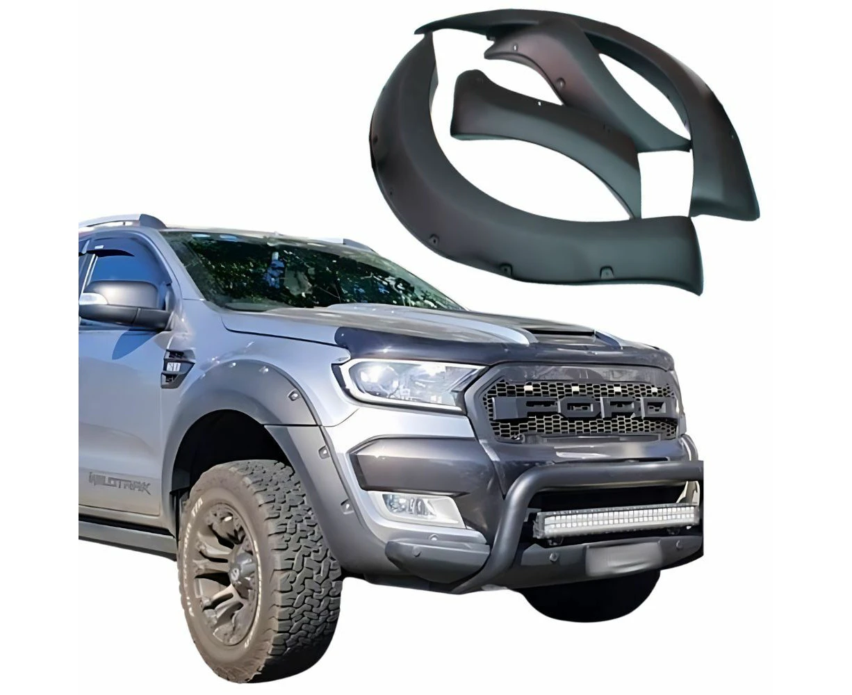 Front Pocket Style Matte Black Flares for Ford Ranger PX2 2015-2018 Guard Trim