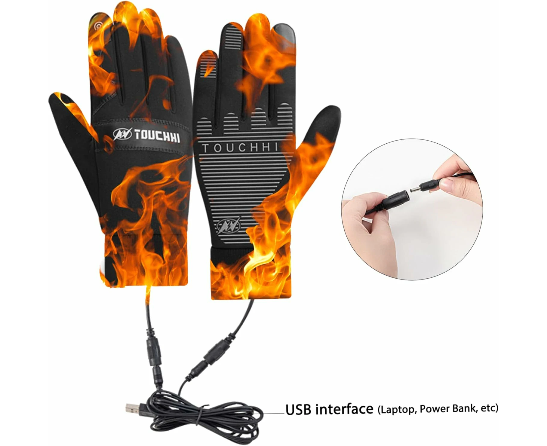 Heated Gloves USB Heated Hand Warmers with Anti-Slip＆Touch Screen Design Water Washable Winter Electric Thermal Gloves XL