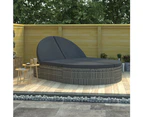 2-Person Sun Lounger with Cushions Poly Rattan Grey