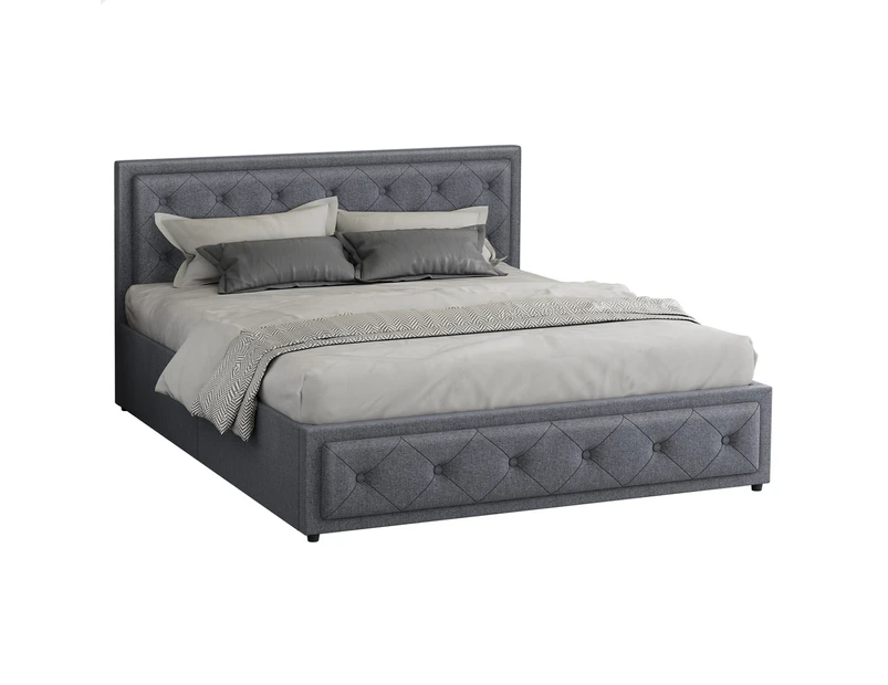 ALFORDSON Bed Frame Queen Gas Lift Storage Base Grey